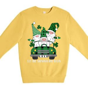 Three Gnome St Patricks Day Let The Shenanigans Begin Irish Premium Crewneck Sweatshirt