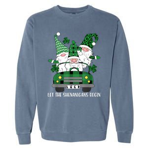 Three Gnome St Patricks Day Let The Shenanigans Begin Irish Garment-Dyed Sweatshirt