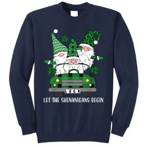 Three Gnome St Patricks Day Let The Shenanigans Begin Irish Tall Sweatshirt