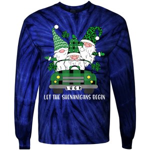 Three Gnome St Patricks Day Let The Shenanigans Begin Irish Tie-Dye Long Sleeve Shirt