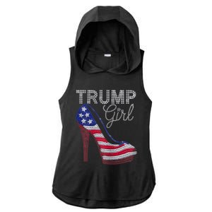 Trump Girl Stilettos High Heel American Flag Bling Ladies PosiCharge Tri-Blend Wicking Draft Hoodie Tank