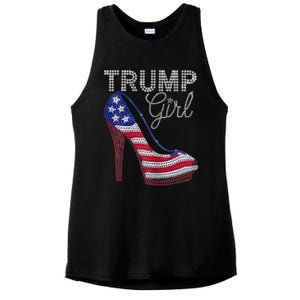 Trump Girl Stilettos High Heel American Flag Bling Ladies PosiCharge Tri-Blend Wicking Tank