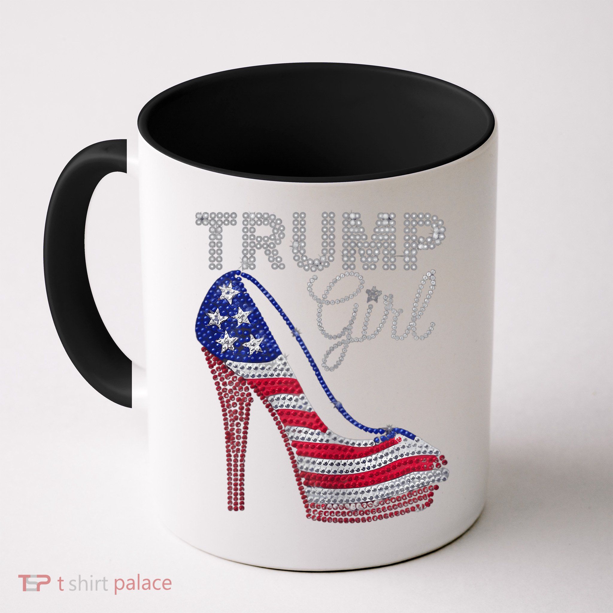 Trump Girl Stilettos High Heel American Flag Bling Mug