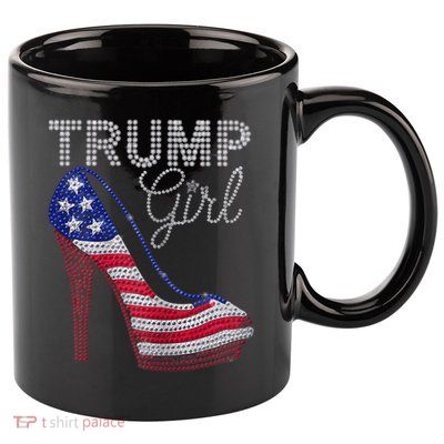Trump Girl Stilettos High Heel American Flag Bling 11oz C Handle Ceramic Mug
