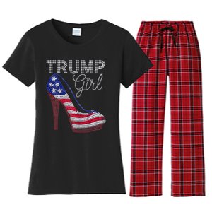 Trump Girl Stilettos High Heel American Flag Bling Women's Flannel Pajama Set