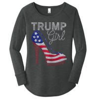 Trump Girl Stilettos High Heel American Flag Bling Women's Perfect Tri Tunic Long Sleeve Shirt