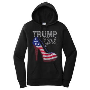 Trump Girl Stilettos High Heel American Flag Bling Women's Pullover Hoodie