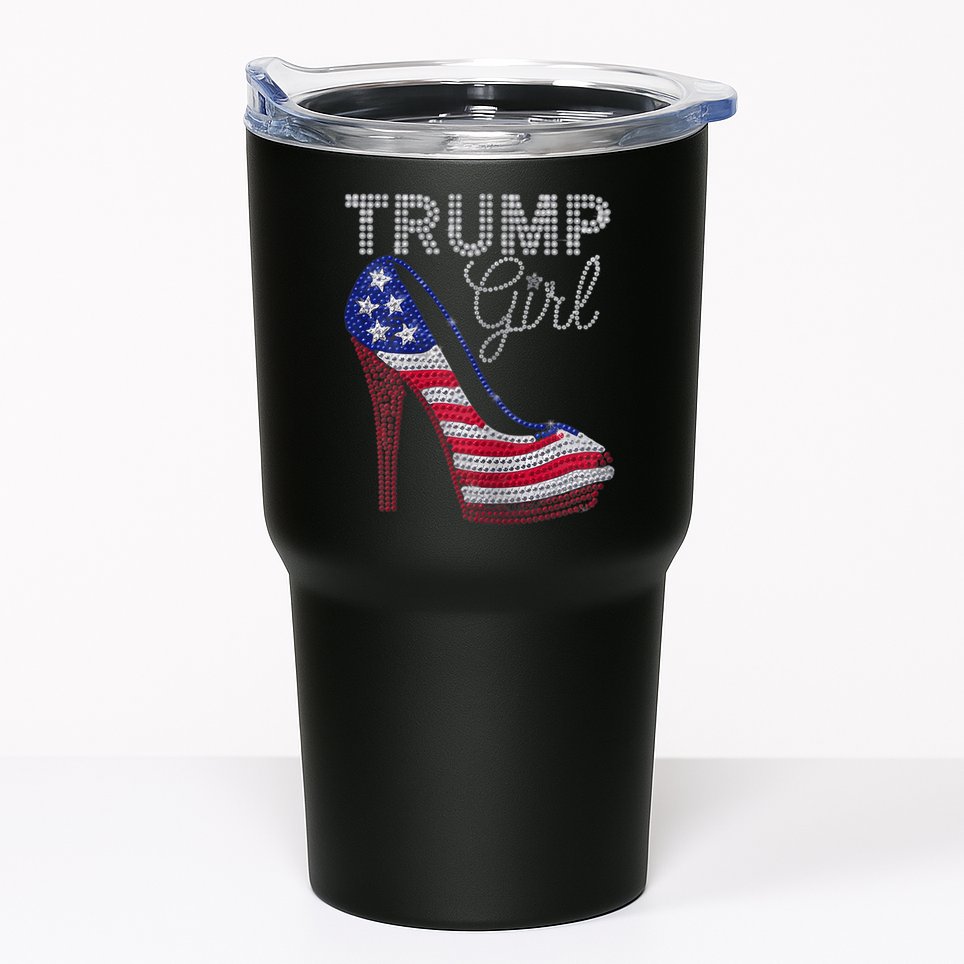 Trump Girl Stilettos High Heel American Flag Bling Tumbler