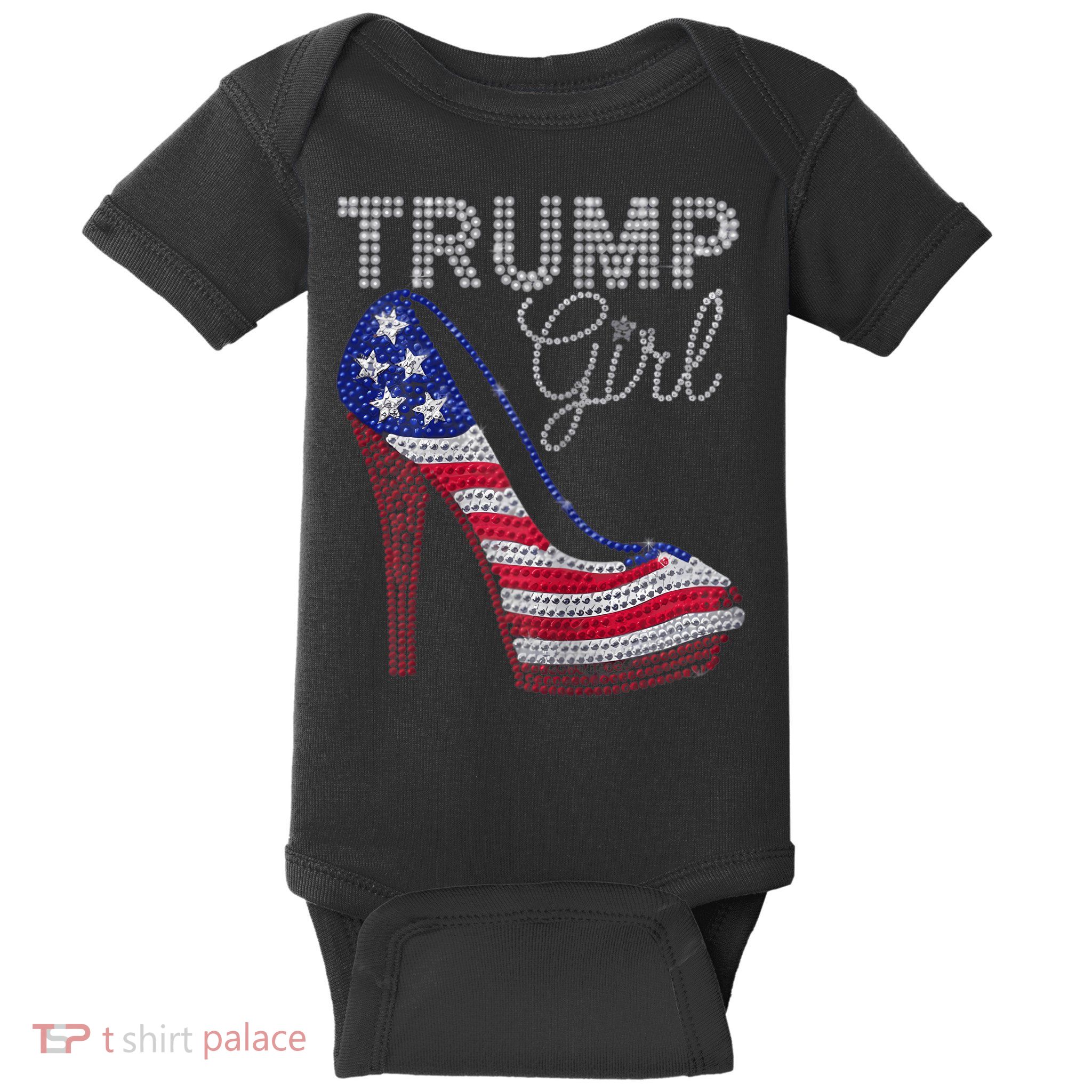 Trump Girl Stilettos High Heel American Flag Bling Baby Bodysuit