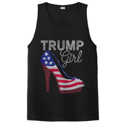Trump Girl Stilettos High Heel American Flag Bling PosiCharge Competitor Tank