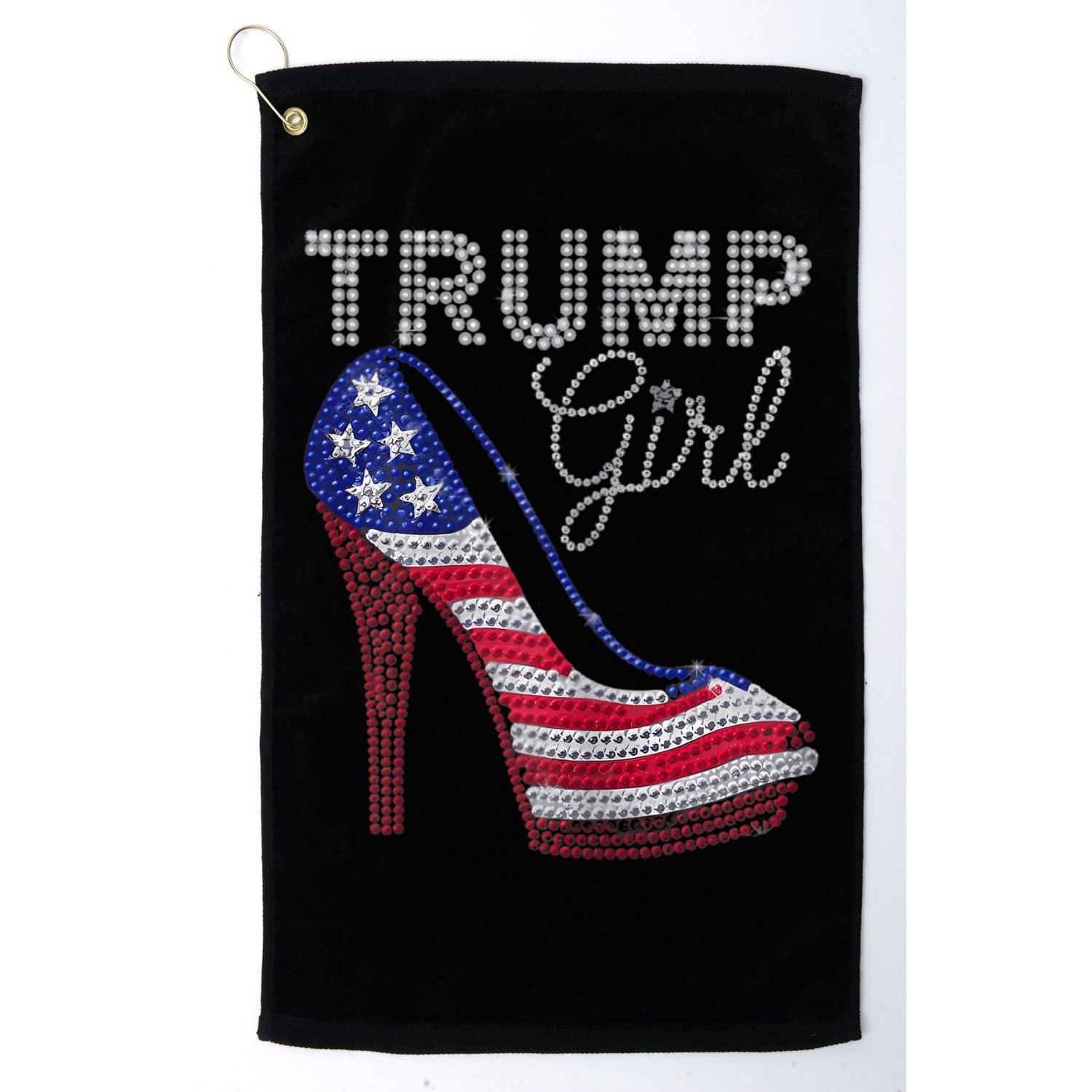Trump Girl Stilettos High Heel American Flag Bling Golf Towel