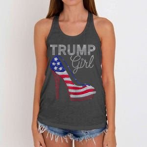 Trump Girl Stilettos High Heel American Flag Bling Women's Knotted Racerback Tank