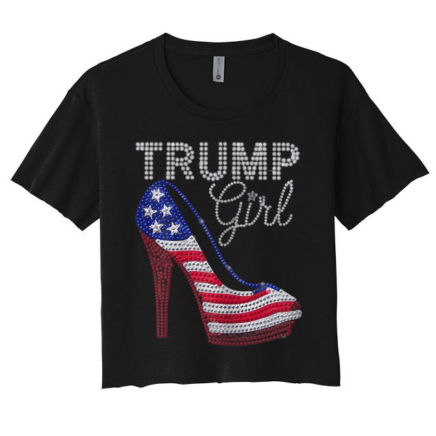 Trump Girl Stilettos High Heel American Flag Bling Crop Top