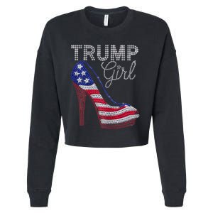 Trump Girl Stilettos High Heel American Flag Bling Cropped Pullover Crew