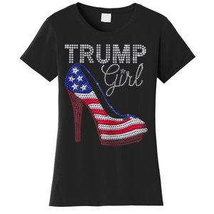 Trump Girl Stilettos High Heel American Flag Bling Women's T-Shirt