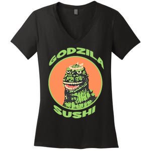 The G.O.D.Z.I.L.L.A Sushi Bar Women's V-Neck T-Shirt