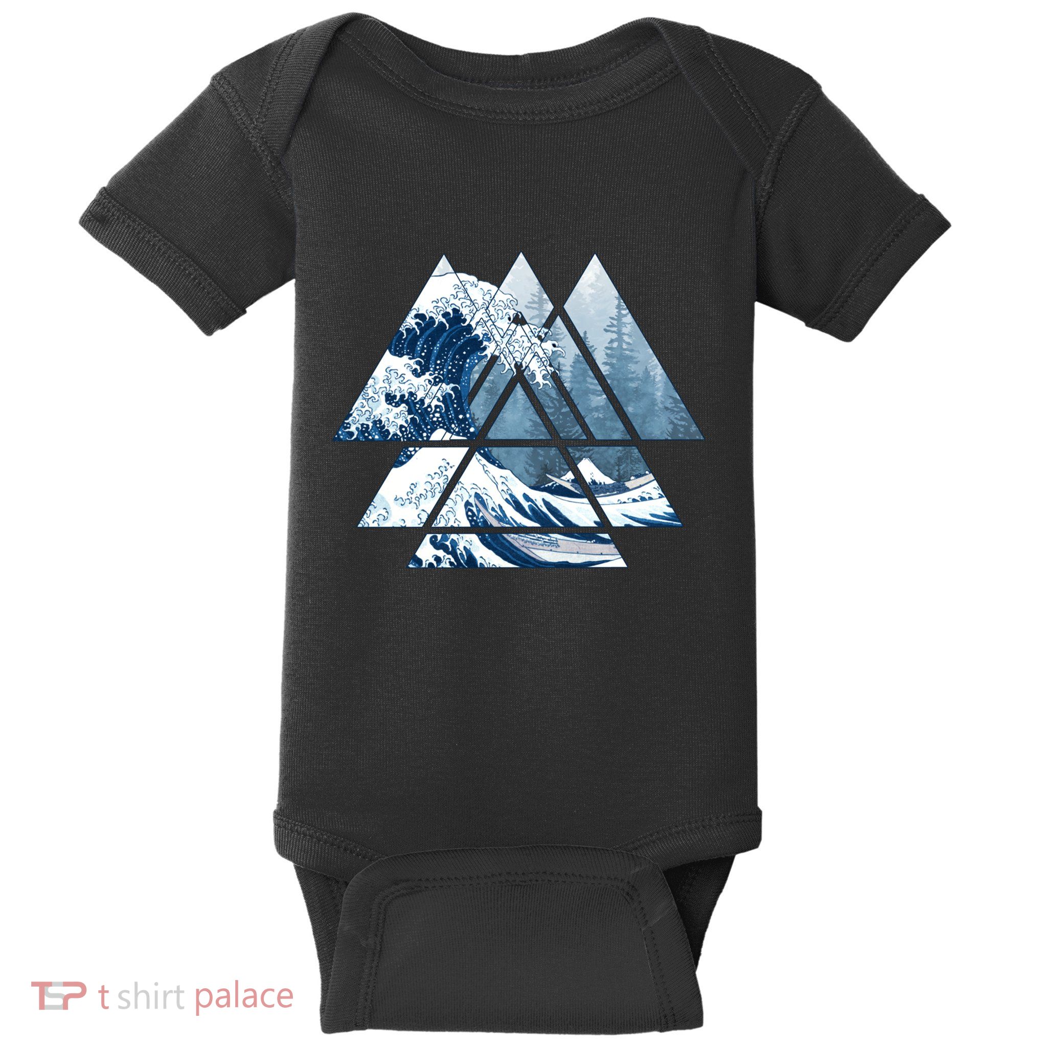 The Great Sacred Geometry Triangles Misty Forest Wave Baby Bodysuit