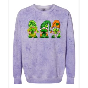 Three Gnomes Shamrock Happy St Patrick's Day Colorblast Crewneck Sweatshirt