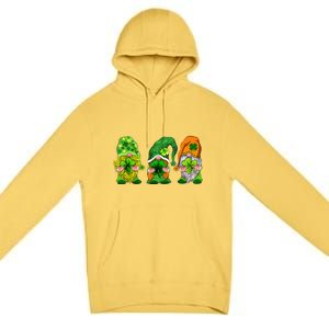 Three Gnomes Shamrock Happy St Patrick's Day Premium Pullover Hoodie