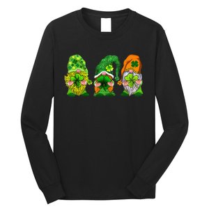 Three Gnomes Shamrock Happy St Patrick's Day Long Sleeve Shirt