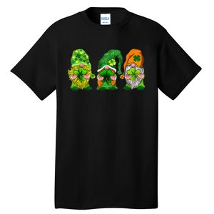 Three Gnomes Shamrock Happy St Patrick's Day Tall T-Shirt