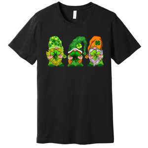 Three Gnomes Shamrock Happy St Patrick's Day Premium T-Shirt