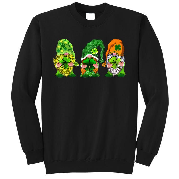 Three Gnomes Shamrock Happy St Patrick's Day Tall Sweatshirt