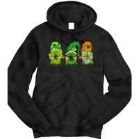 Three Gnomes Shamrock Happy St Patrick's Day Tie Dye Hoodie