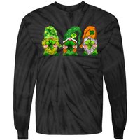 Three Gnomes Shamrock Happy St Patrick's Day Tie-Dye Long Sleeve Shirt