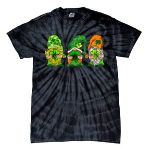 Three Gnomes Shamrock Happy St Patrick's Day Tie-Dye T-Shirt