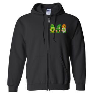 Three Gnomes Shamrock Happy St Patrick's Day Full Zip Hoodie