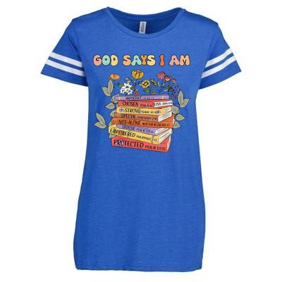 Teacher God Says Im Book Lover Christian Women Jesus Enza Ladies Jersey Football T-Shirt