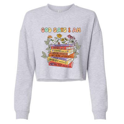 Teacher God Says Im Book Lover Christian Women Jesus Cropped Pullover Crew