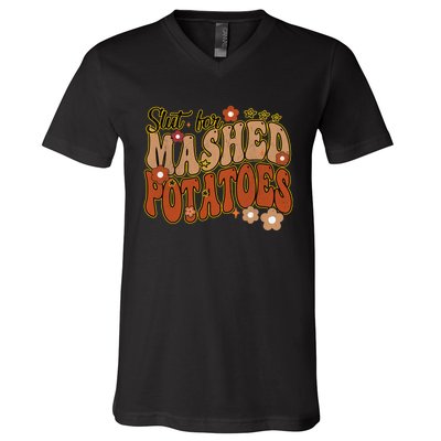 Thanksgiving Groovy Slut For Mashed Potatoes V-Neck T-Shirt