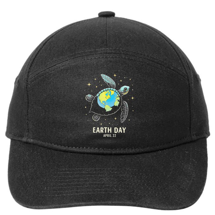 Turtle Globe Shell Happy Earth Day 2025 Save The Planet 7-Panel Snapback Hat