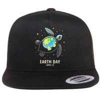 Turtle Globe Shell Happy Earth Day 2025 Save The Planet Flat Bill Trucker Hat