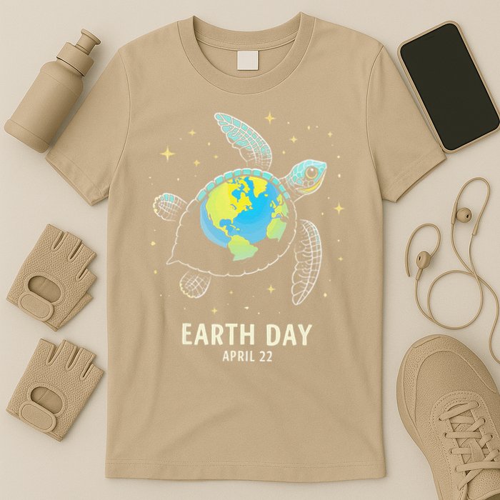 Turtle Globe Shell Happy Earth Day 2025 Save The Planet T-Shirt