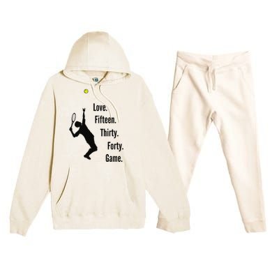 Tennis Game Score Love Fifteen Thirty Forty Game Serve Premium Hooded Sweatsuit Set