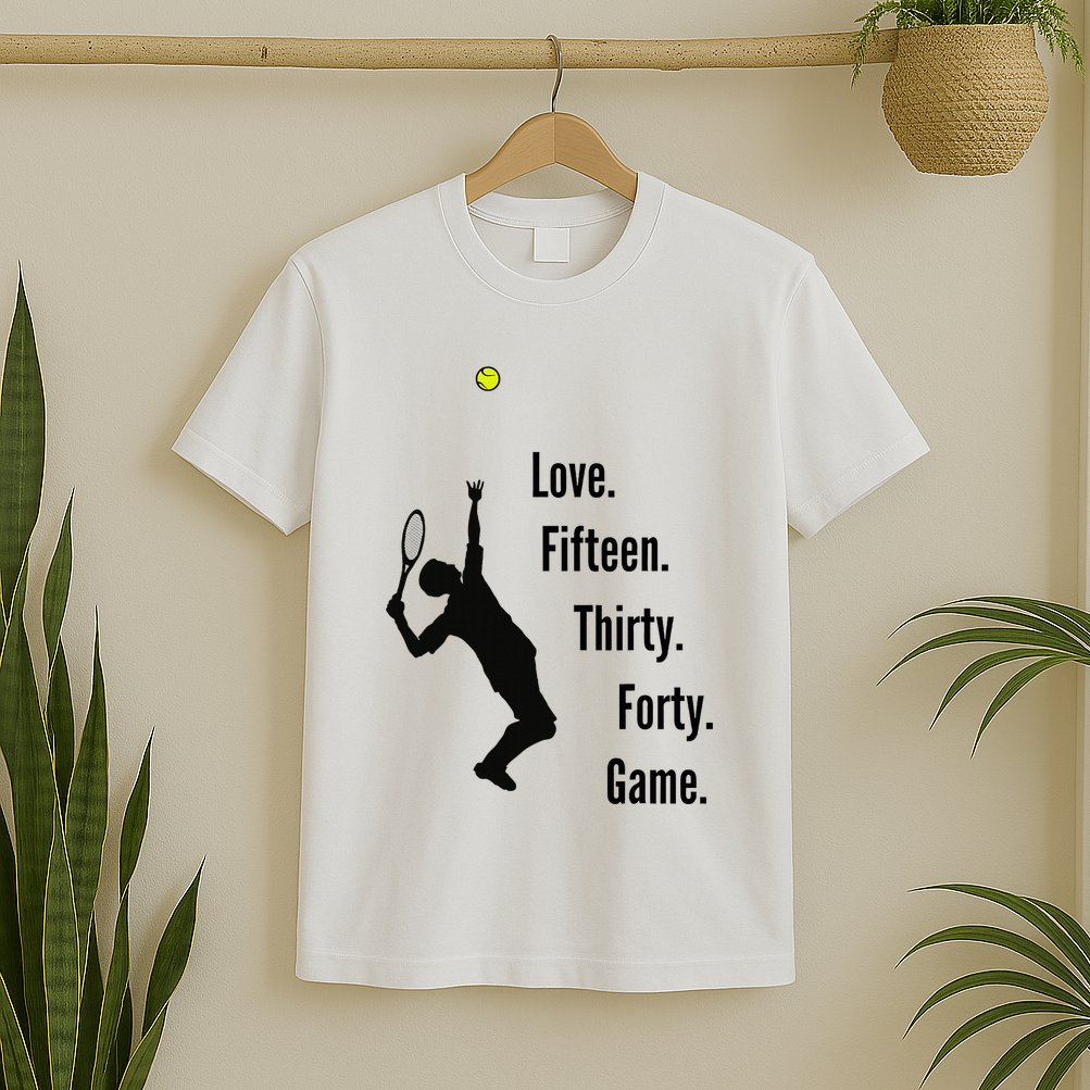 Tennis Game Score Love Fifteen Thirty Forty Game Serve T-Shirt
