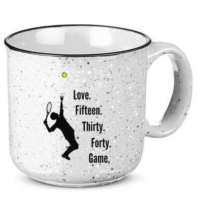 Tennis Game Score Love Fifteen Thirty Forty Game Serve 15oz Campfire Ceramic Mug
