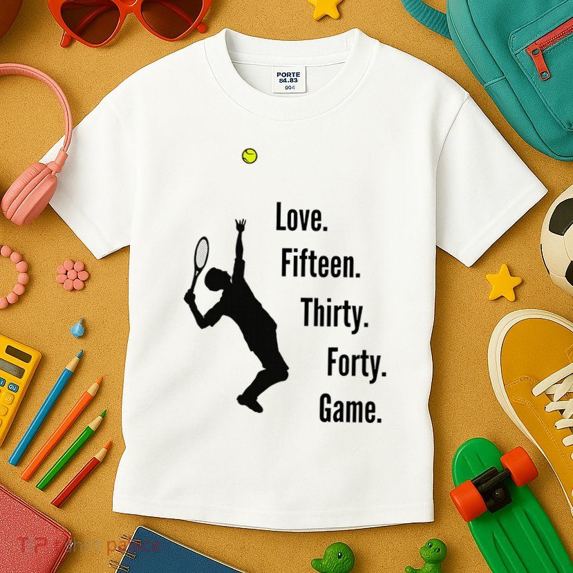Tennis Game Score Love Fifteen Thirty Forty Game Serve Kids T-Shirt