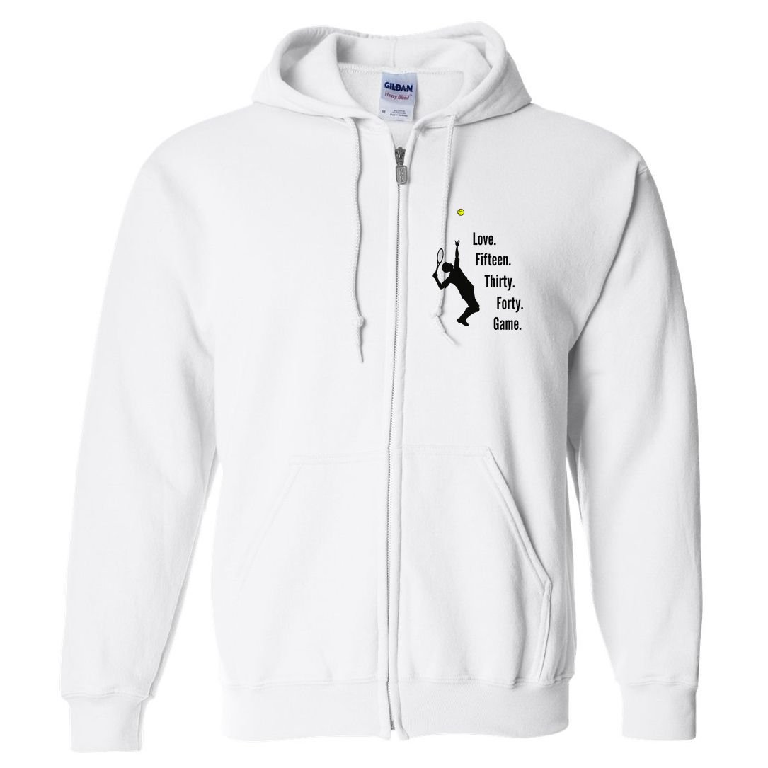Tennis Game Score Love Fifteen Thirty Forty Game Serve Full Zip Hoodie