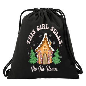 This Girl Sells Ho Ho Homes Funny Real Estate Christmas Drawstring Bag