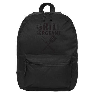 THE GRILL SERGEANT T Funny Father's Day BBQ Dad Joke 16 in Basic Backpack