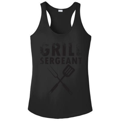 THE GRILL SERGEANT T Funny Father's Day BBQ Dad Joke Ladies PosiCharge Competitor Racerback Tank