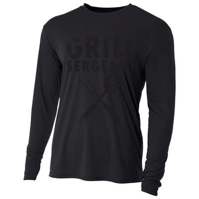 THE GRILL SERGEANT T Funny Father's Day BBQ Dad Joke Cooling Performance Long Sleeve Crew