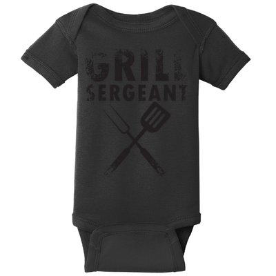 THE GRILL SERGEANT T Funny Father's Day BBQ Dad Joke Baby Bodysuit