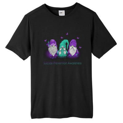 Three Gnome Suicide Prevention Awareness Ribbon Teal Purple Great Gift Tall Fusion ChromaSoft Performance T-Shirt