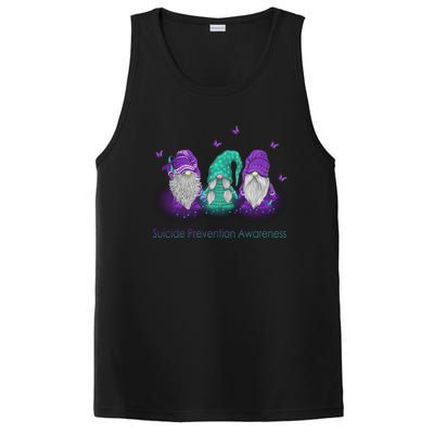 Three Gnome Suicide Prevention Awareness Ribbon Teal Purple Great Gift PosiCharge Competitor Tank