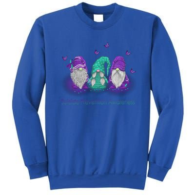 Three Gnome Suicide Prevention Awareness Ribbon Teal Purple Great Gift Sweatshirt